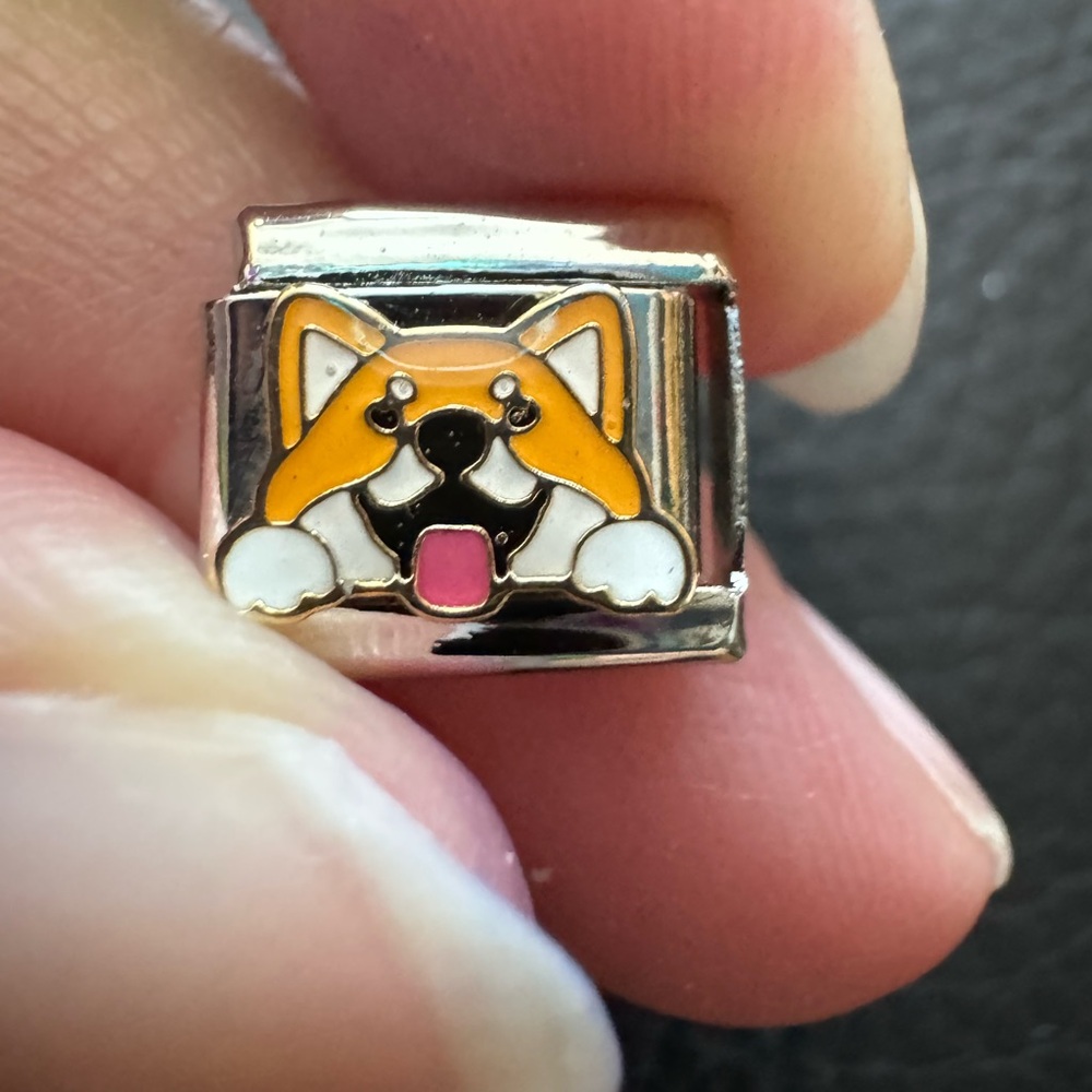 Stainless Steel Shiba Inu Italian Charm for Charm Bracelet